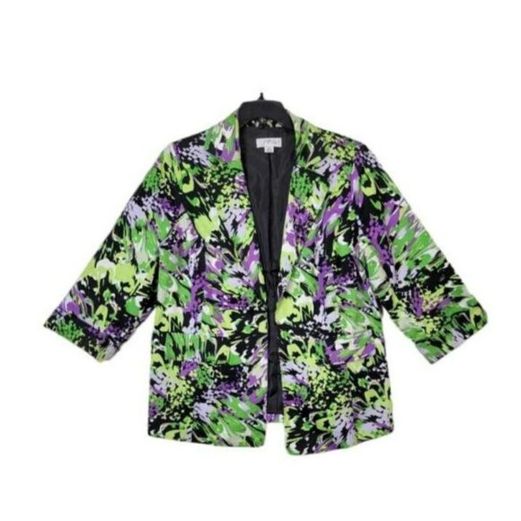 Josephine Studio Woman Multicolor  Size 18W Open Front Career Formal Suit Blazer - Picture 1 of 10
